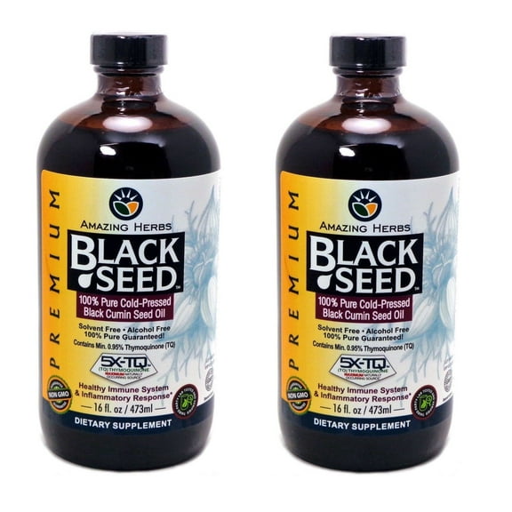 Amazing Herbs Cold-pressed Black Cumin Seed Oil For Immunity 16oz (Pack of 2)