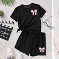 thumbnail image 3 of Robe d'Été avec Manches Manches Courtes Haut et Shorts Ensemble Deux Pièces pour Enfants Mignon Loisirs d'Été Col Rond, 3 of 6