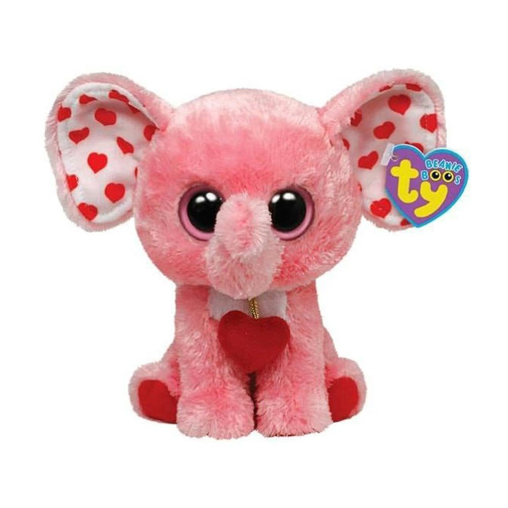 New TY Beanie Boos Tender Pink Elephant Valentines (Solid Eyes) Small