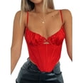 thumbnail image 3 of VISgogo Chaleco Femenino, Camisola de Escote Bajo con Tirantes de Espagueti de Color sólido, Tops Sin Mangas, Traje de Verano para Damas, S/M/L VISgogo  moda, 3 of 6