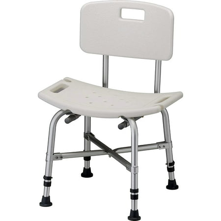 NOVA Medical Products Heavy Duty Shower & Bath Chair with Back 500 lb, White, 1 Count