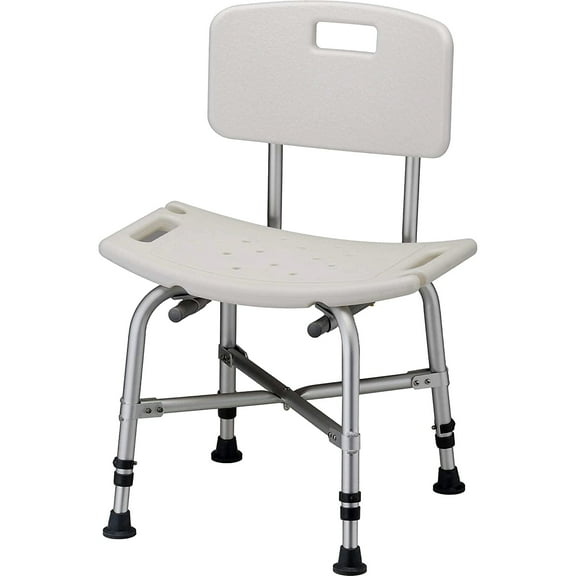 NOVA Medical Products Heavy Duty Shower & Bath Chair with Back 500 lb, White, 1 Count