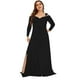 thumbnail image 1 of Vestido largo con abertura en el pliegue y manga larga con cuello en V y hombros descubiertos sexy de talla grande para mujer Fridja  NMB4544, 1 of 6