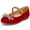 Red, variant on Red Girl's Bow Mary Jane Dress Shoes Ballet Princess Flats with Rhinestone Strap 12M