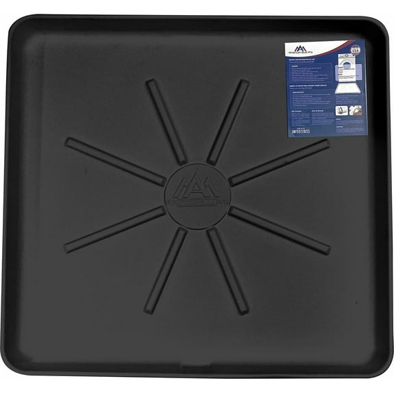 American Built Pro Washing Machine Pan Undrilled Anti Flood Pan Comes With 1" Drain Adapter Fitting Black Color Drain Pan Made of Recycled Plastic Protects Floor From Water Damages - Pack of 1