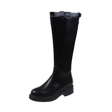 

fvwitlyh Boots for Women Extra Wide Calf Boots for Women Mid Calf Boots Autumn And Winter Fashion Simple Solid Boots for Women Thick Calf