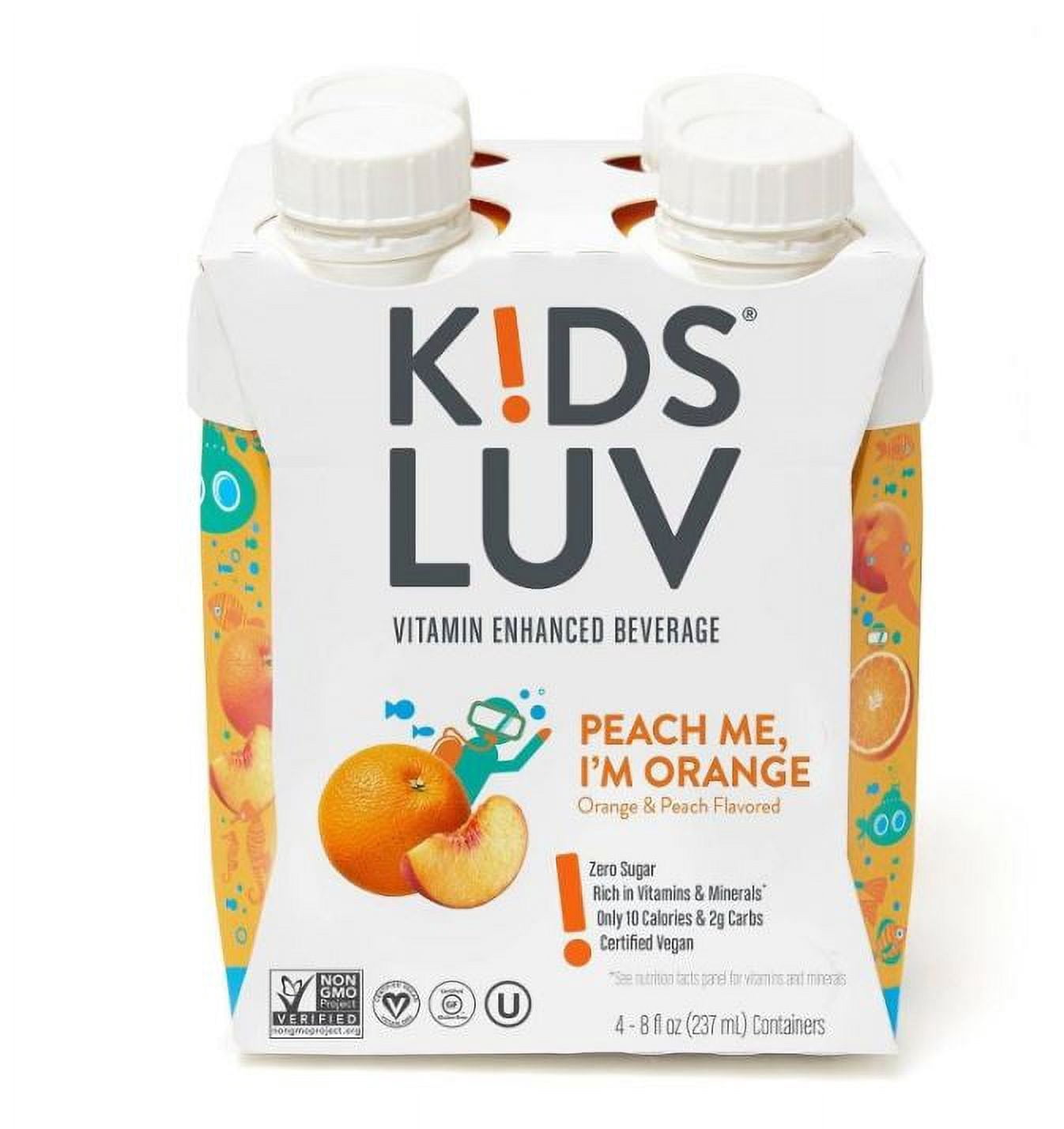 KidsLuv Vitamin Enhanced Beverage Peach Me, I'M Orange, 8 Ounce -16 count.