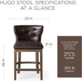 thumbnail image 2 of Maven Lane Hugo 26 Inch High Counter Height Barstool with Low Back in Walnut Finish with Marksman Saddle Vegan Leather Upholstered Seat, Set of 2, 2 of 6