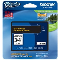 Genuine Brother 3/4" (18mm) Gold on Black TZe P-touch Tape for Brother PT-2730, PT2730 Label Maker