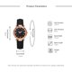 thumbnail image 2 of Reloj analógico de cuarzo con esfera brillante para mujer, reloj de pulsera informal con correa de cuero PU (negro), 2 of 3
