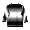 thumbnail image 5 of Girls Casual Long Sleeve T Shirts Basic Crewneck Striped Tunic Blouses Tops, 5 of 5