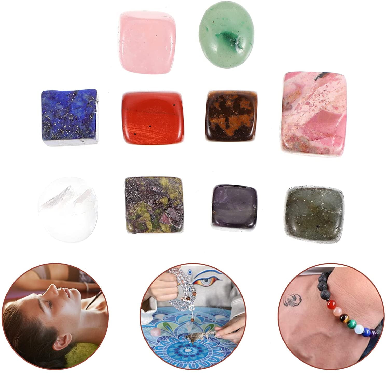 7 chakra mini tumble stones with mini pouch  ~ chakra healing meditation etc 