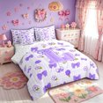 thumbnail image 2 of meiyoeat Cute Bow Letter L Full Size Bedding Sets, Floral Plaid Full Size Bed in a Bag for Kids Girls, Purple, Reversible, 7pcs, 2 of 6