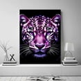 thumbnail image 5 of Mudket Purple Glitter Sequin Leopard Portrait Canvas Wall Art, Luxury Glam Wildlife Trendy Wall Art Print Waterproof Canvas for Living Room Bedroom Home Decor, Framed Ready to Hang - 12"L x 8"W, 5 of 9
