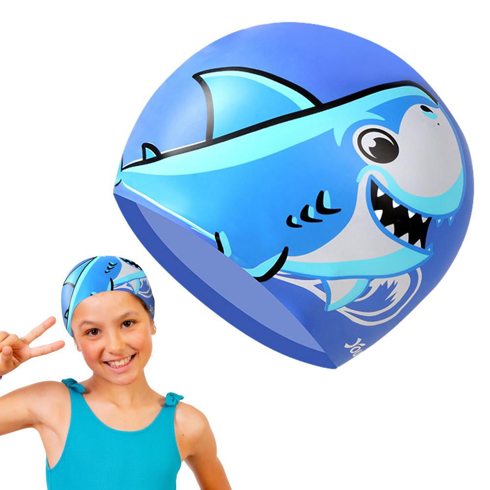 Waterproof Children Cartoon Silicone Swimming Bathing Caps Hat  Fish Shark Cute 