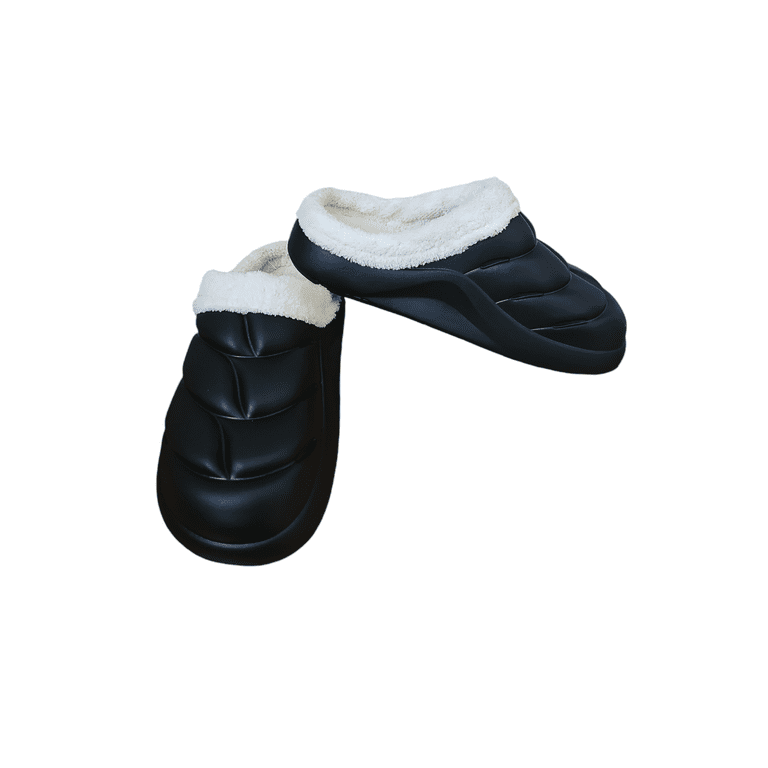 RDRKR Women's Clogs, Plush Lined, Mid Heel Chunky Closed Toe Black