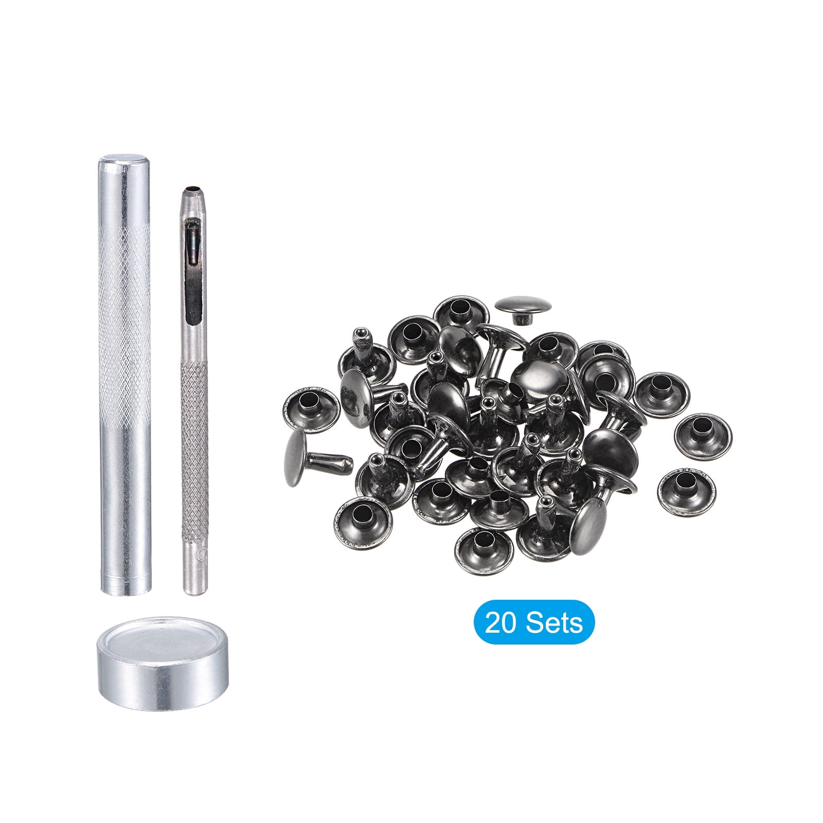  100 X 10Mm Gun Metal Two Piece Double Cap Tubular Rivets for  Leather Crafts - Stud Decoration for Handbags, Jeans, Belts, Dog Collars -  Sturdy Fastener for Sewing and Clothing Repair 