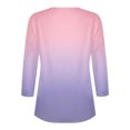 thumbnail image 5 of TKLPEHG Women's 3/4 Sleeve Tops V-Neck Button Shirt Casual Loose Fashion Gradient Color Print Fall Tops Comfy Lightweight Pullover (Pink,S), 5 of 5