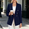 thumbnail image 2 of Qiggri Women's Blazer Lapel Collar Double Breasted Outerwear Long Sleeve Pockets for Spring Fall Office Casual Business Travel XXL, 2 of 9