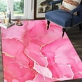thumbnail image 2 of Modern Marble Smog Crystal Pink Area Rug for Living Room Boho Chic Ombre Patten Dining Room Bedroom Carpet Luxury Gold Wavy Playroom Machine Washable Small Bathmat Laundry Room Rug 3'x4', 2 of 6