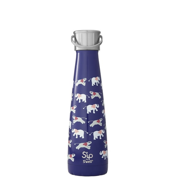 S'ip by S'well Vacuum Insulated Stainless Steel Water Bottle, Elephant Love, 15 oz