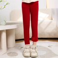 thumbnail image 2 of yocbz Leggings for Toddler Girls Kid Girls Bottom Leggings Floral Printed Fleece Lined Thermal Warm Winter Legging Pants Red,Size for 9-10 Years, 2 of 6