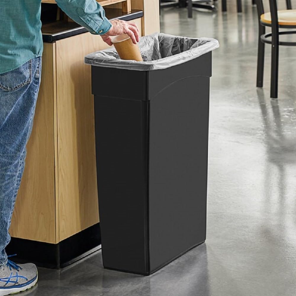 TrueCraftware- 23 Gallon Slim Rectangular Trash Can 20" x 11-1/4" x 29-3/4" Black Color- Wastebasket Garbage Bin Recycling Bin Kitchen Bathroom Bedroom Office Trash can