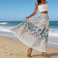 thumbnail image 6 of LWavelet Women's Floral Print Tiered Maxi Skirt, Elastic Waist with Pockets, Boho Summer & Beach Long Skirt Gray M, 6 of 6