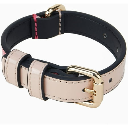 UPC: 0850033792331 | Scotch&Co Leather Pet Collars – Leather Pet Neckband with Elegant Waxed Cotton Stitched Edges | Adjustable Brass Buckle | Suitable for Small & Medium Breed Dogs | Pink-Tan | Small (9 -12 )