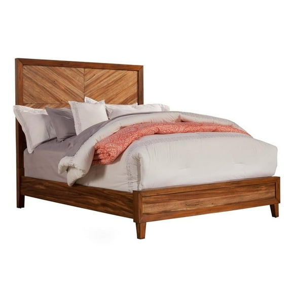 Pemberly Row Modern / Contemporary Queen Wood Bed in Toffee (Brown)