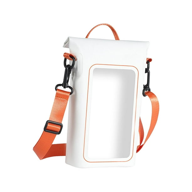 Bolsa impermeable para teléfono, funda protectora para teléfono con cordón para el cuello Blanco Naranja