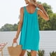 thumbnail image 4 of Vestidos para mujer Vestido de verano sin mangas con tirantes finos Camiseta plisada lisa DM, 4 of 5