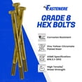 thumbnail image 3 of Fastenere 3/8"-16 x 5-1/2" Hex Bolts Grade 8 Zinc Yellow-Chromate Plated Steel, Partial Threaded Durable Hex Bolts for Machinery & Construction, Rust-Resistant, Heavy-Duty Fasteners, Pack of 10, 3 of 7