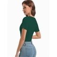 thumbnail image 5 of Women's Fashion Clothes One Piece Cutout Short Sleeve Knit Slim Fitted Tee Tshirts, 5 of 6