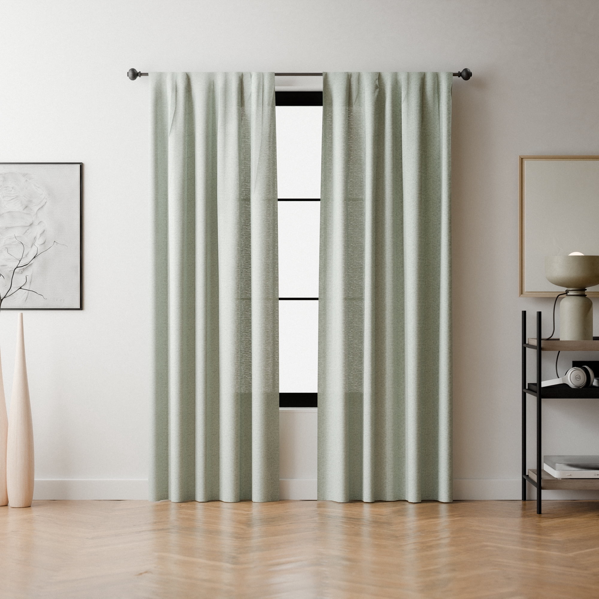 Mainstays Kennley 3/4 in Adjustable Single Curtain Rod Set, Aged Silver, 30-84 in