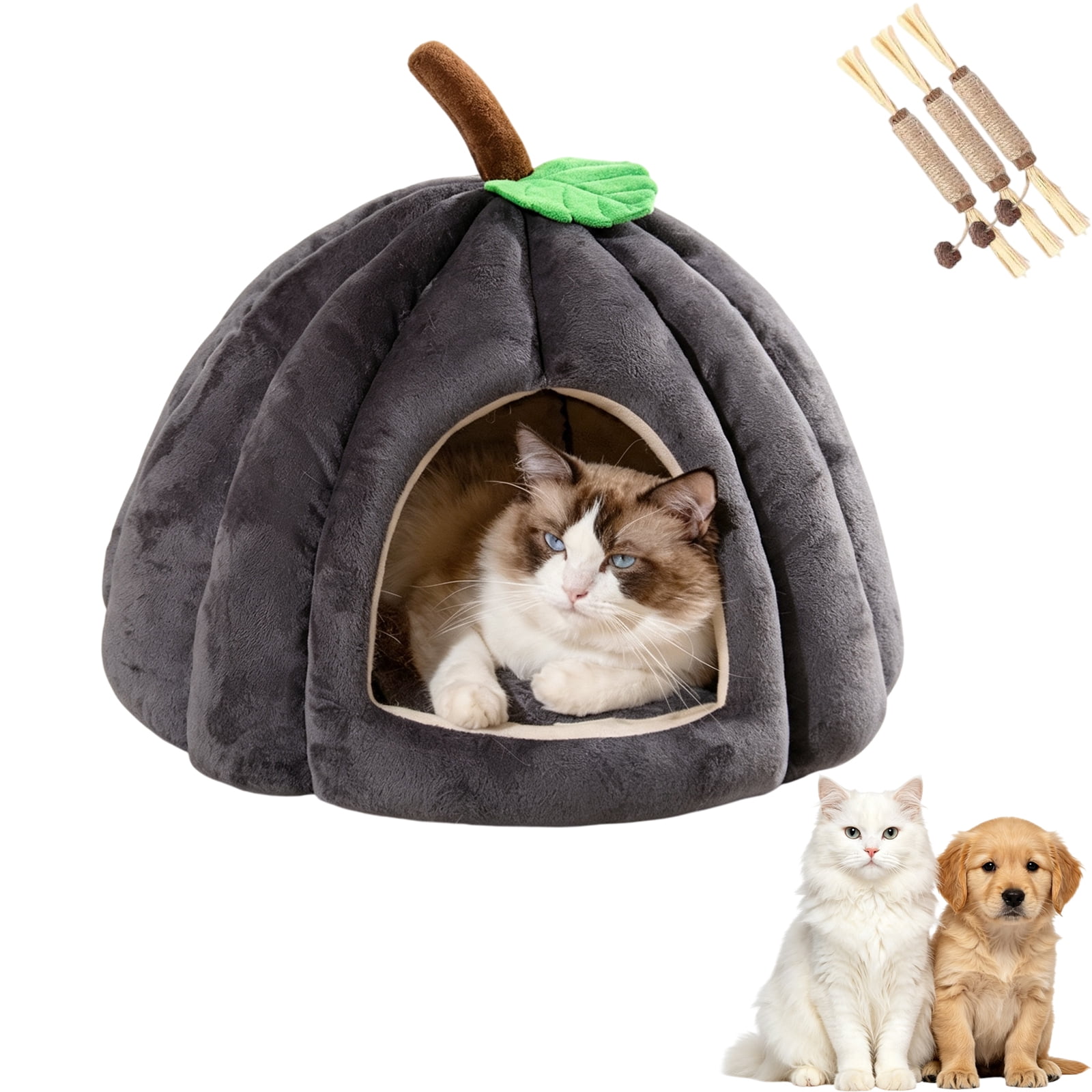 ARVOV Cozy Pumpkin Design Pet Cave Bed Tent Cat Beds for Indoor Cats Pumpkin Cat House Cute Pumpkin Shape Cat Cave Bed Removable Cushion Warm Cave Nest Sleeping Bed Puppy House for Cats Small Dogs