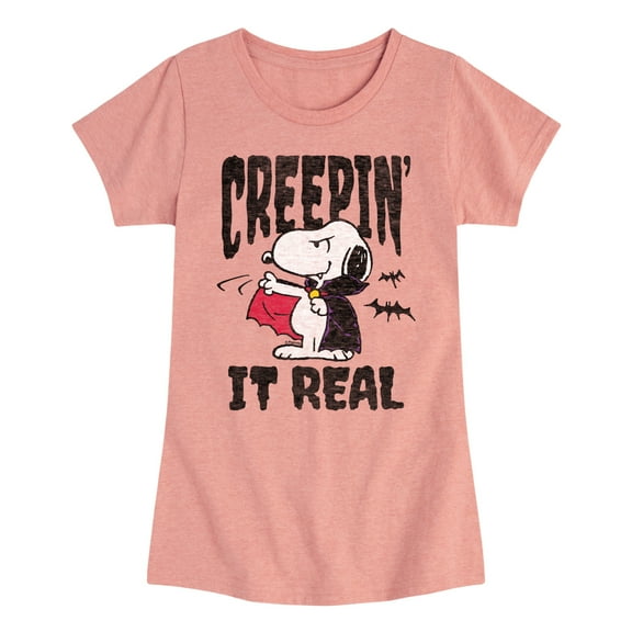 Peanuts - Creepin It Real - Toddler & Youth Girls Short Sleeve Graphic T-Shirt