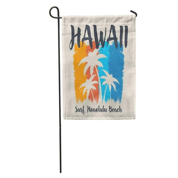 POGLIP Tropical of Surf and Surfing in Hawaii Honolulu Beach Graphics Garden Flag Decorative Flag House Banner 12x18 inch