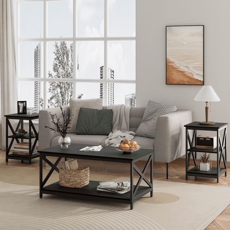 Meteorleg Wood 3-Piece Living Room Table Set - X-Design Coffee