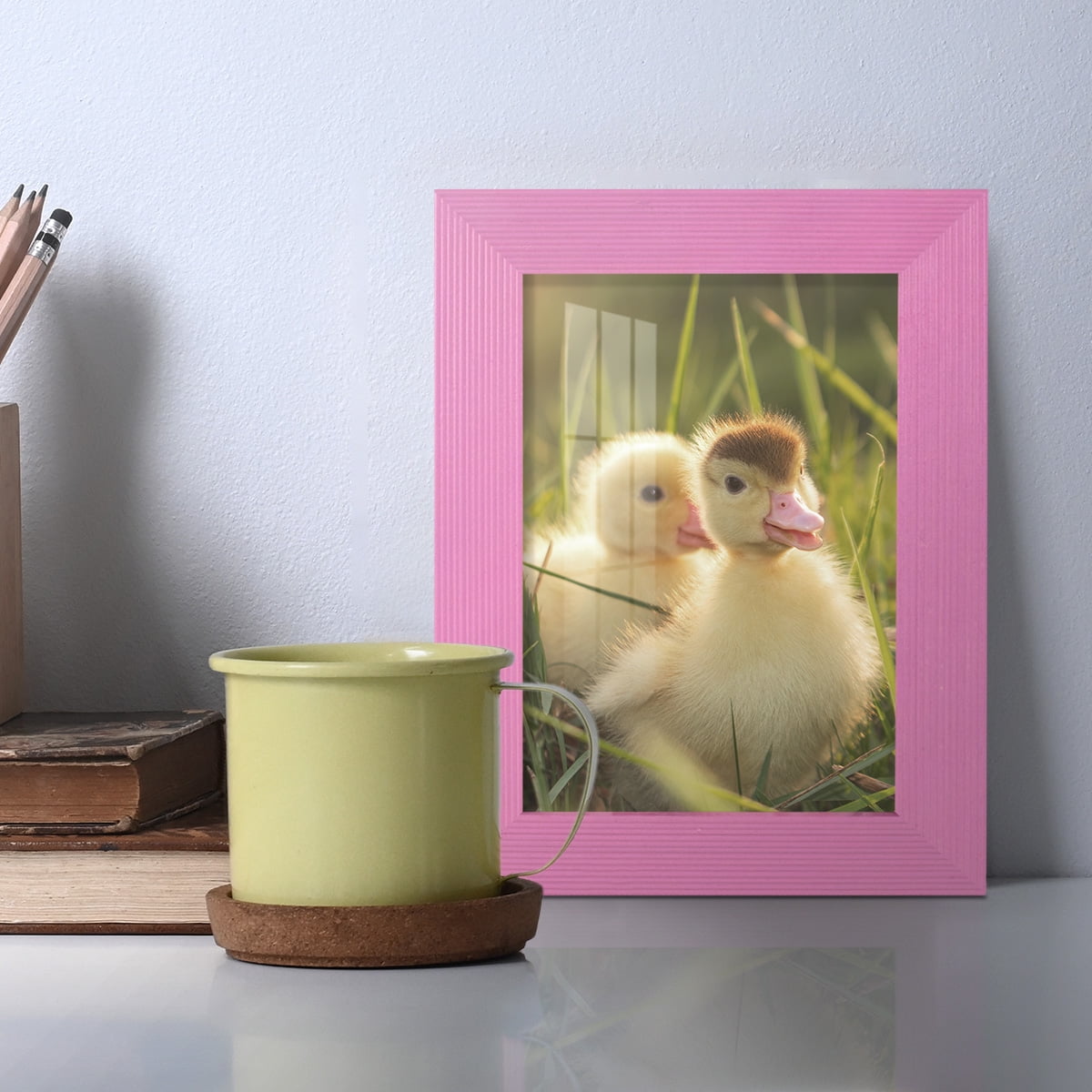 Grooved 3.5 in. x 5 in. Pink Picture Frame Set (Set of 4)