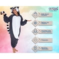 thumbnail image 4 of Silver Lilly Unisex Adult Plush One Piece Cosplay Lemur Animal Costume (Gray / White, Small), 4 of 6
