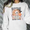 thumbnail image 3 of Nightmare Before Coffee Sweatershirt for Women and Teens Funny Retro Skeleton Halloween White Sweatshirt Adult Medium, 3 of 5