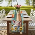 thumbnail image 4 of Table Runners 72 Inches Long Dress Scarves, Cute Pig Farmhouse Kitchen/Dining Table Runner, Coffee Tablerunners, Yellow Sunflowers Teal Brown Wooden Vintage Art 14x72 Inch, 4 of 9