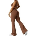 thumbnail image 1 of Women Workout Flare Jumpsuits Sexy Backless Gym Bodycon Scrunch Butt Yoga Rompers V Back Lizvette, 1 of 6
