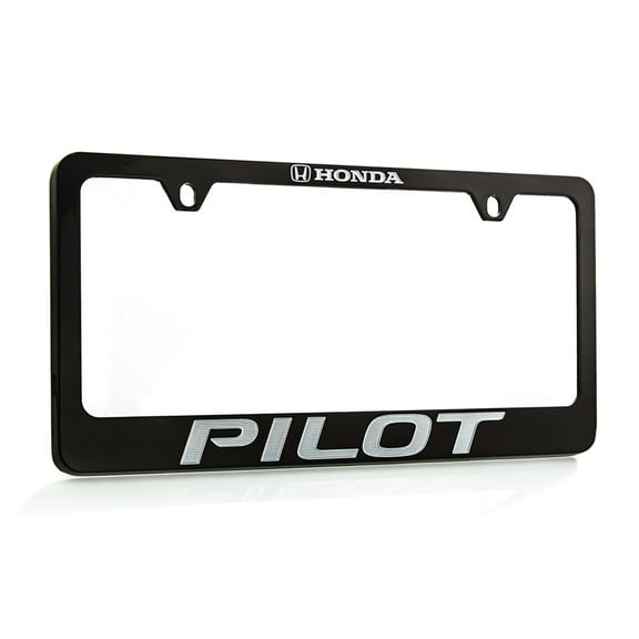 Honda Pilot Black Powder Coated Zinc Metal License Plate Frame Holder Bottom Engraved 2 Hole