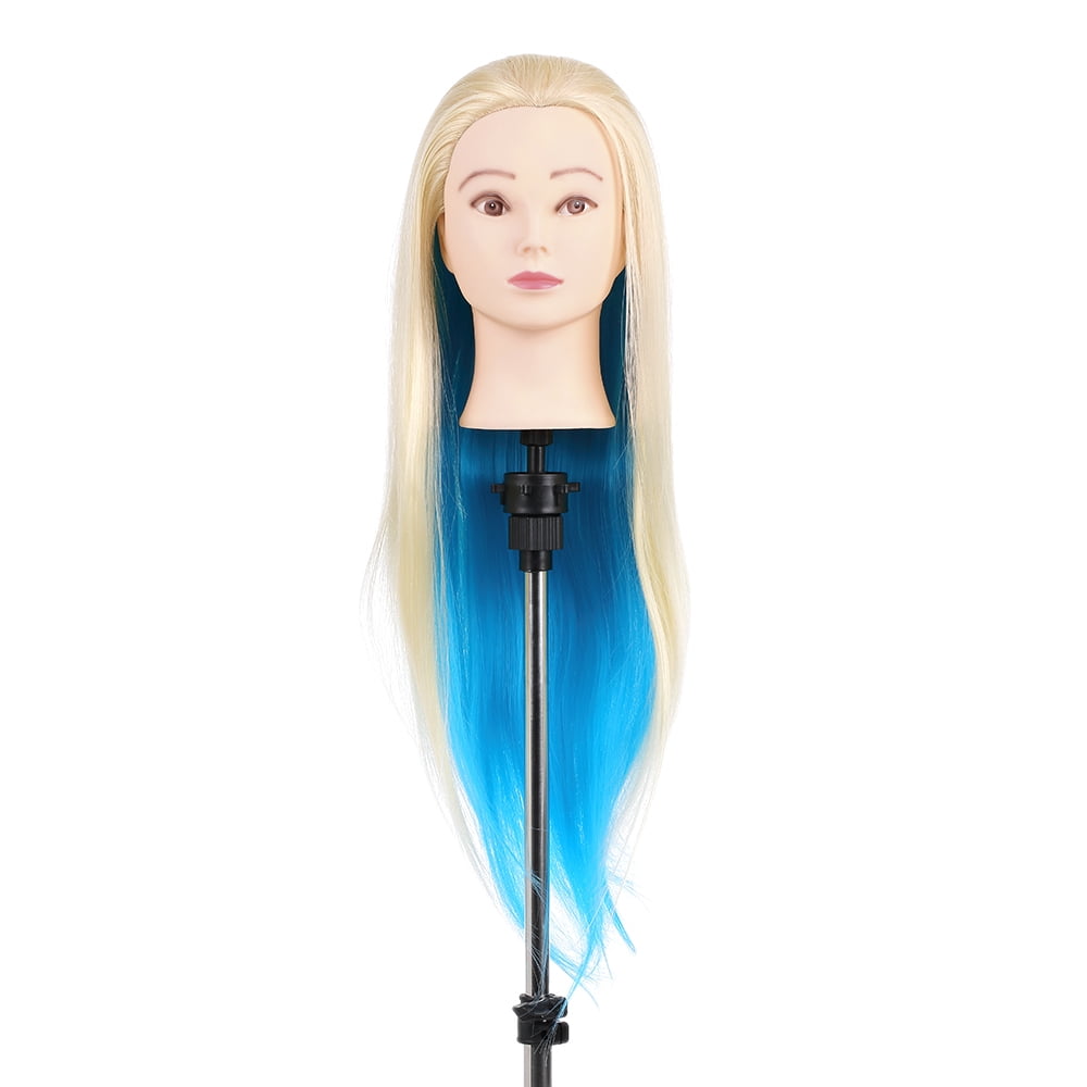 27" Mannequin Head Blue+Gold Hairdressing Training Head Hair Braiding