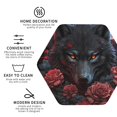 thumbnail image 3 of Kdxio Rose Full Moon Black Wolf Funny Coasters,4 Pcs Leather Coasters,Housewarming Gifts,Protect Furniture from Water Marks Scratch and Damage, 3 of 6