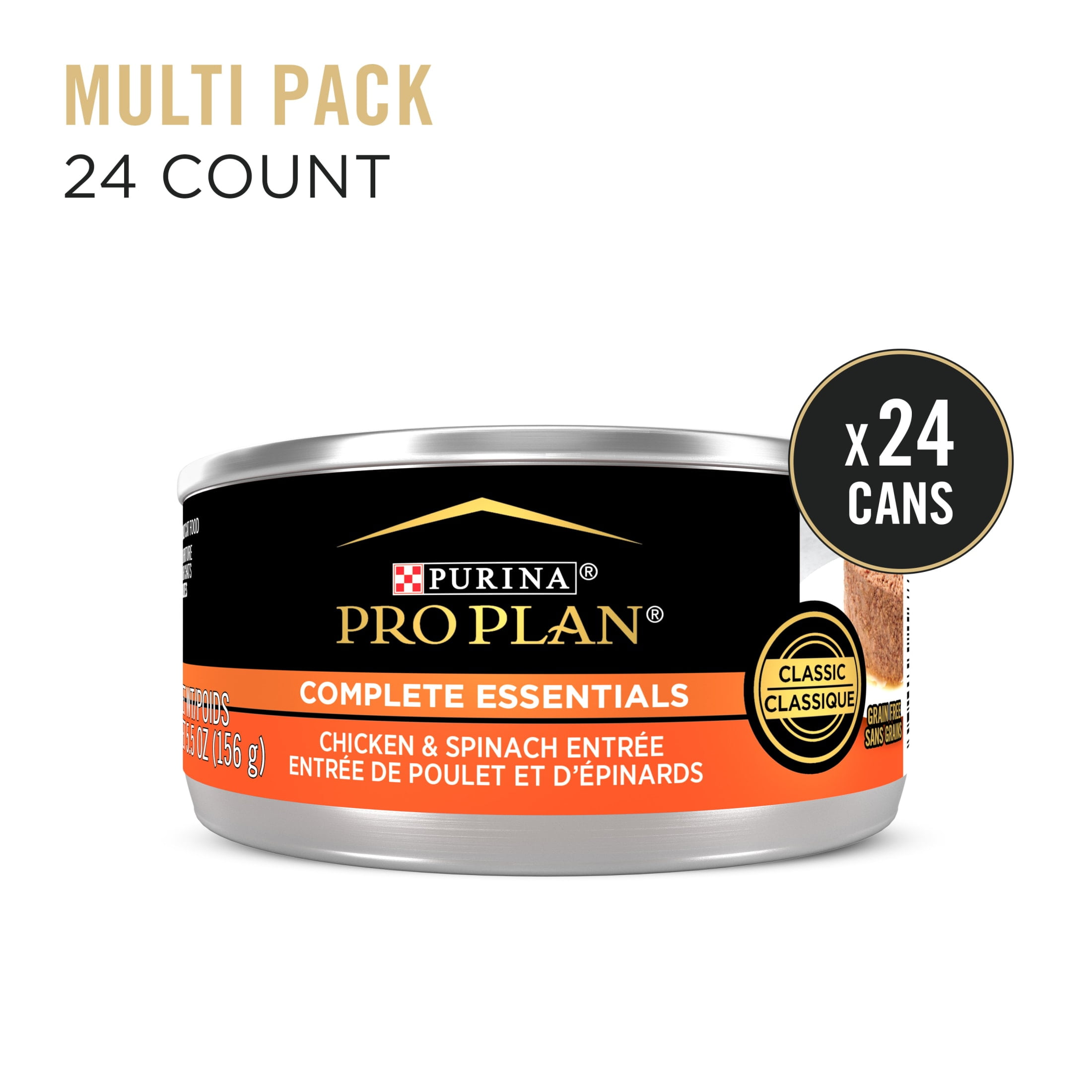 Purina Pro Plan, Grain-Free Chicken & Spinach Entree, Wet Cat Food, 24 Pack, 5.5 oz Cans