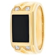 thumbnail image 3 of Mens 14k Gold Plated Sterling Silver Ring w/ Black Onyx & Cubic Zirconia, 3 of 4