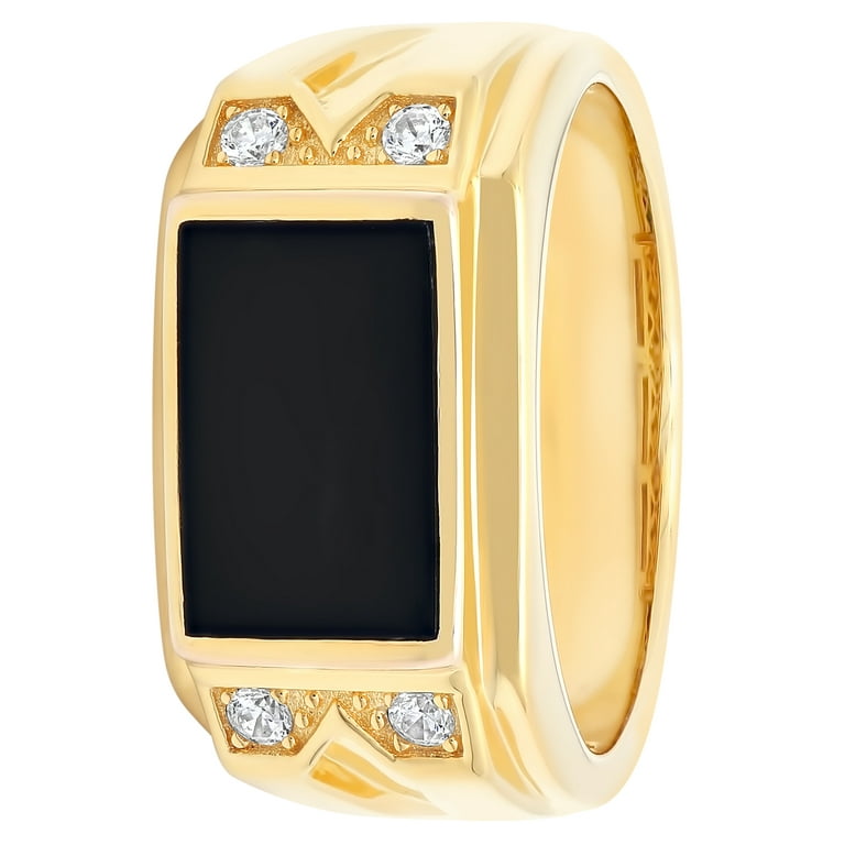 14k Gold Plated Sterling Silver Triple Black Onyx Ring 14k Gold Plated Sterling Silver Triple Black Onyx Ring
